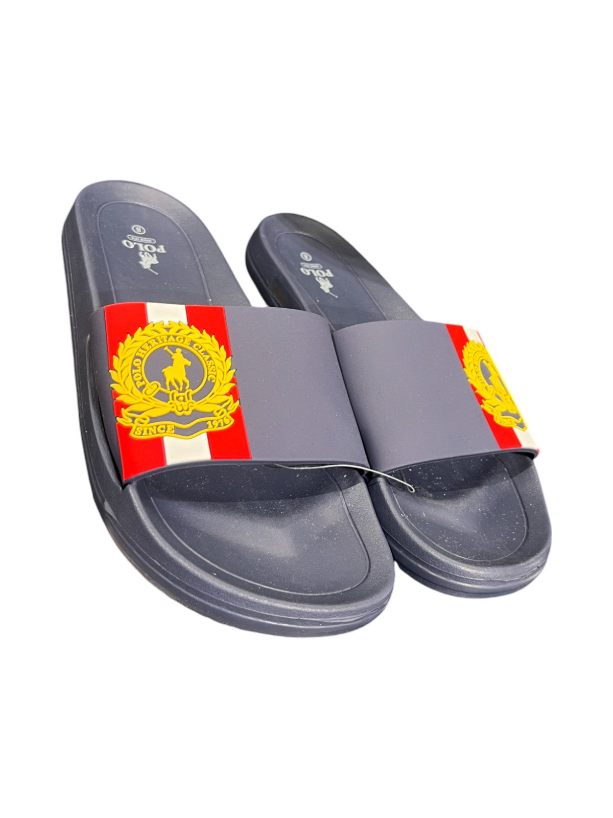Polo Slide Crest Logo Pool Navy